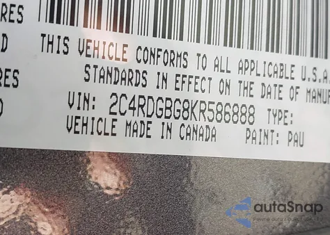 2019 Dodge Grand Caravan Se from USA, damaged, VIN 2C4RDGBG8KR586888